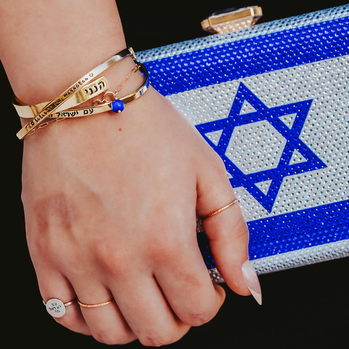 Sparkly Israel Flag Clutch – Rhinestone Evening Bag for Modern Jewish Pride