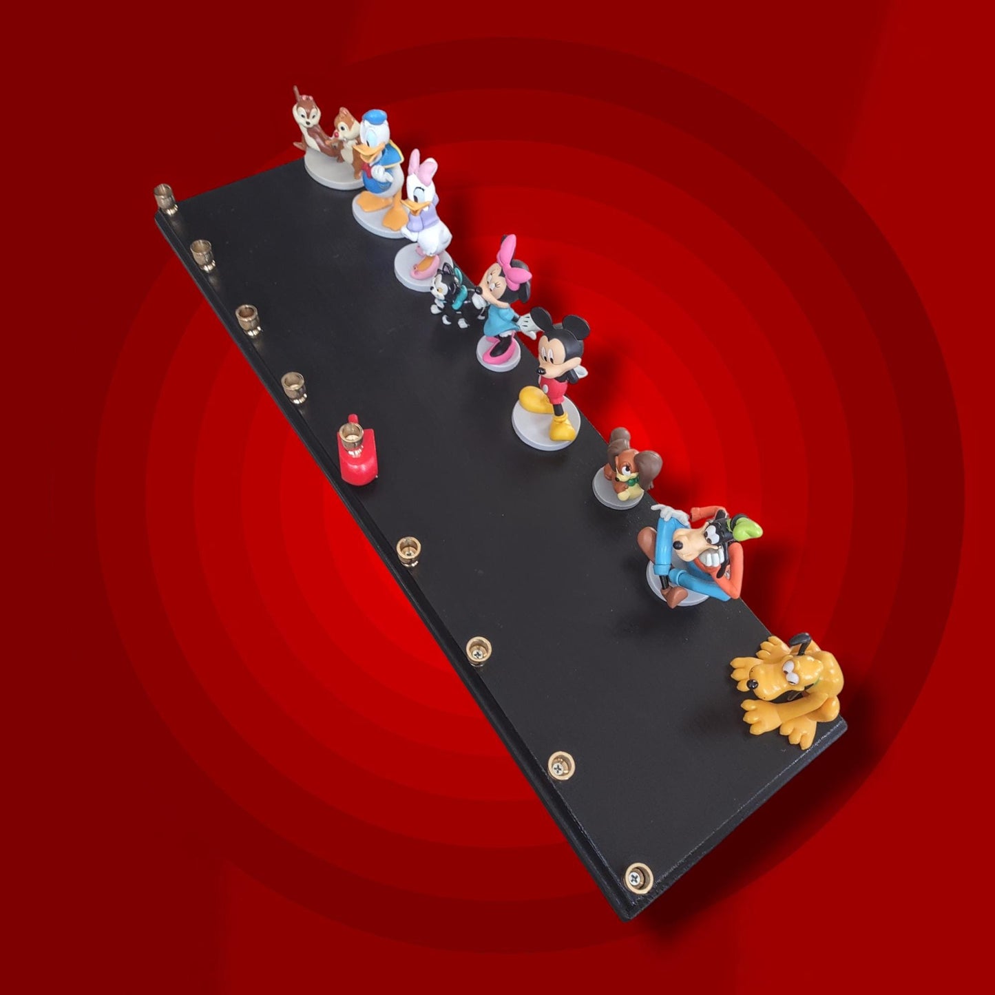 Collector Mickey Mouse Menorah Classic Disney Judaica Hanukkiah Repurposed Toy Minnie Donald Duck chipmunks Goofy Pluto