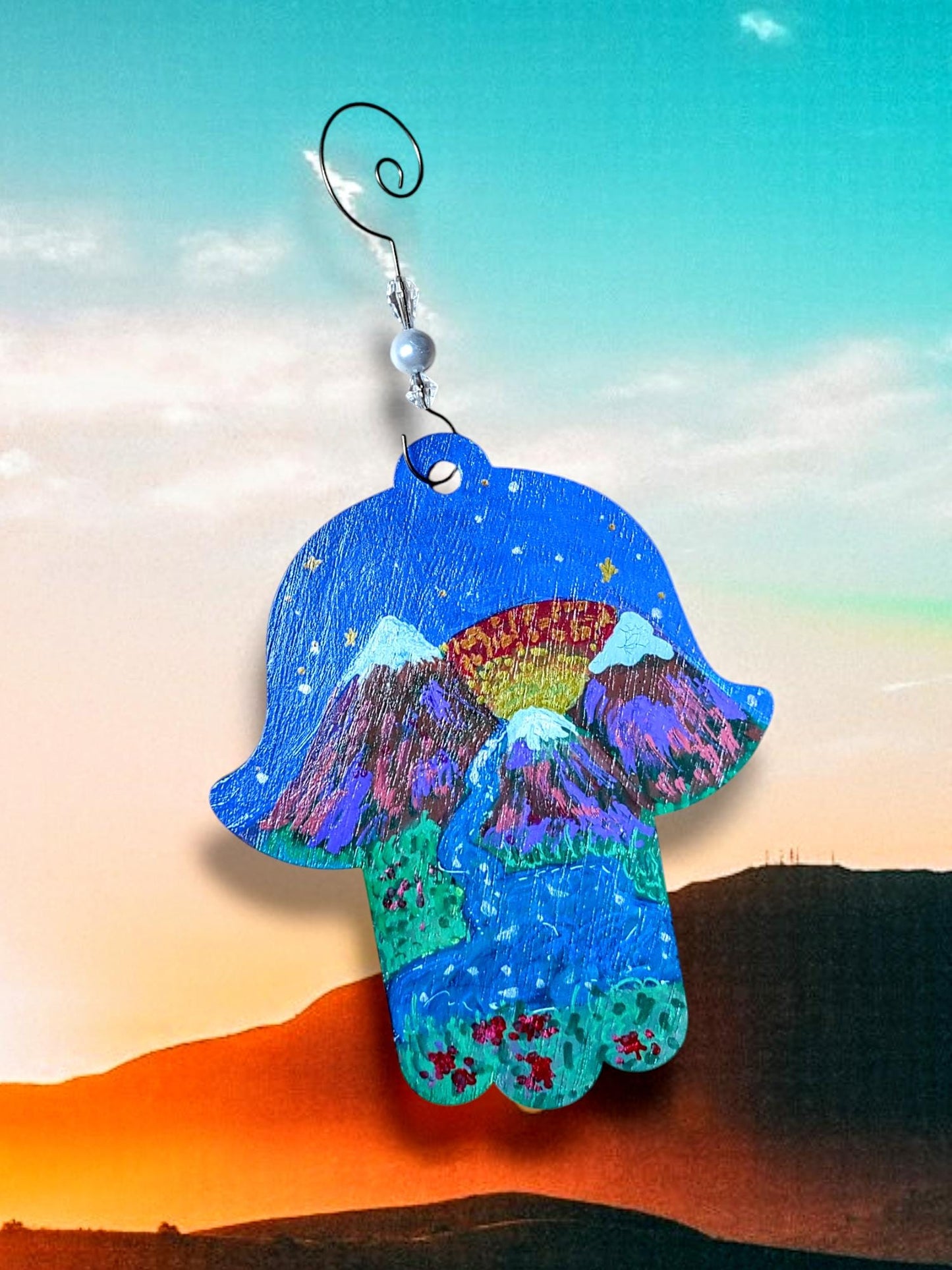 Hand Painted Wooden Hamsa, Jewish Home Decor