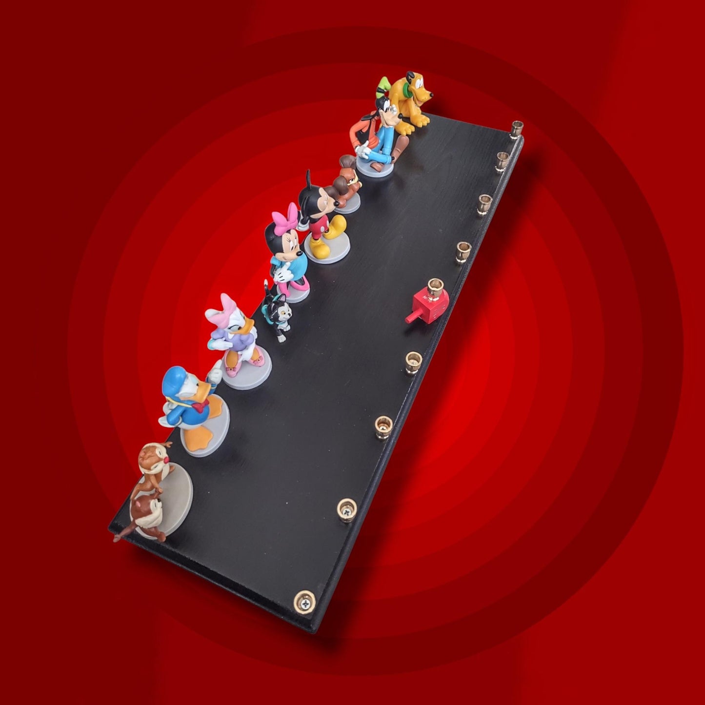 Collector Mickey Mouse Menorah Classic Disney Judaica Hanukkiah Repurposed Toy Minnie Donald Duck chipmunks Goofy Pluto