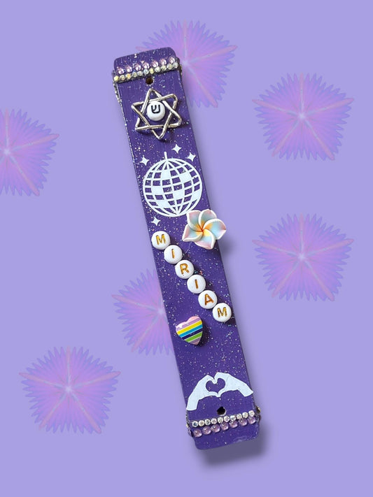 Swiftie Fan Mezuzah: Purple Wooden Case, Personalized Judaica Gift