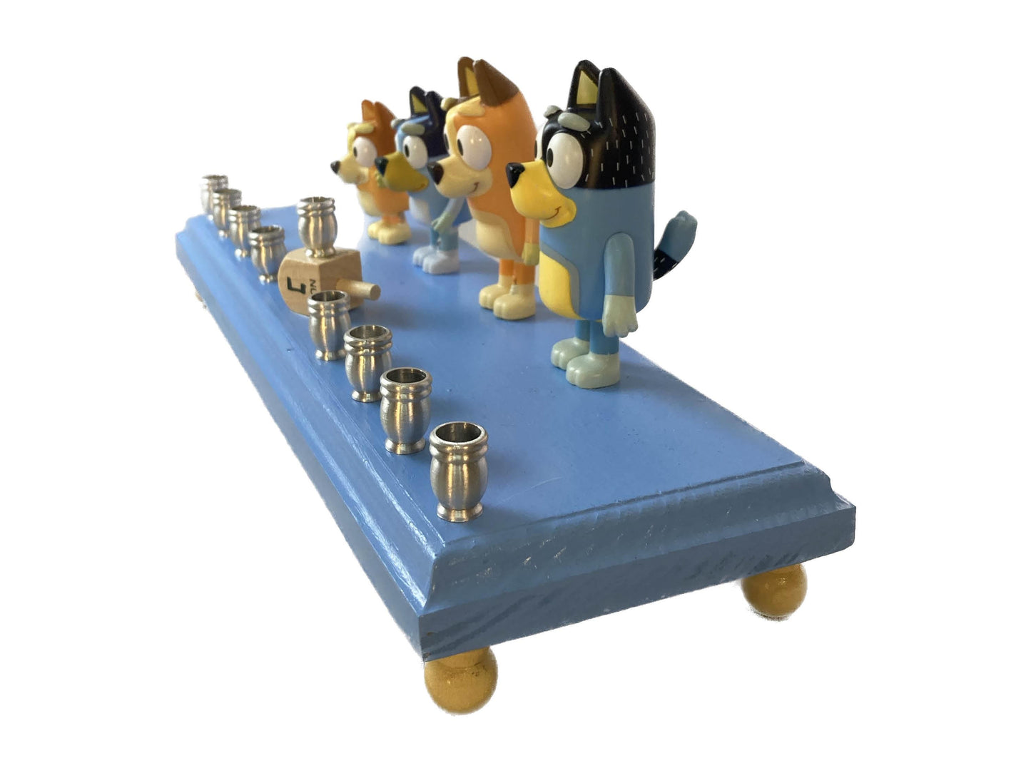 Bluey Kids Australian Family Dogs Preschool Collectible Figures Menorah Dreidel Cartoon Blue