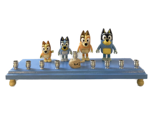 Bluey Kids Australian Family Dogs Preschool Collectible Figures Menorah Dreidel Cartoon Blue