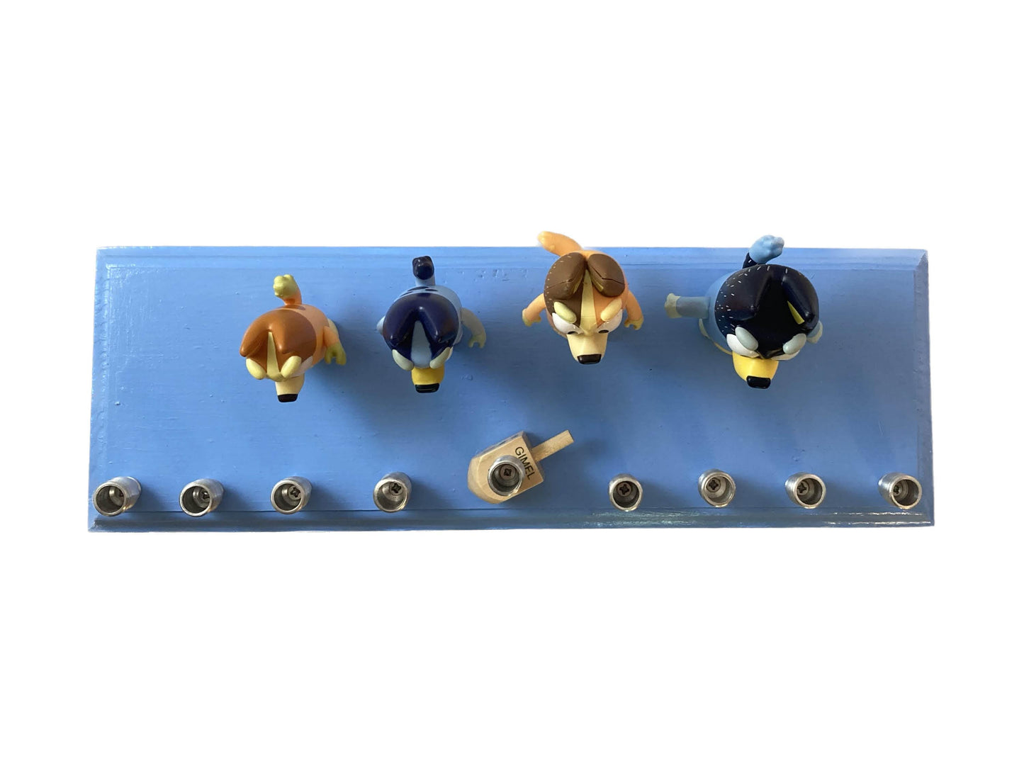 Bluey Kids Australian Family Dogs Preschool Collectible Figures Menorah Dreidel Cartoon Blue