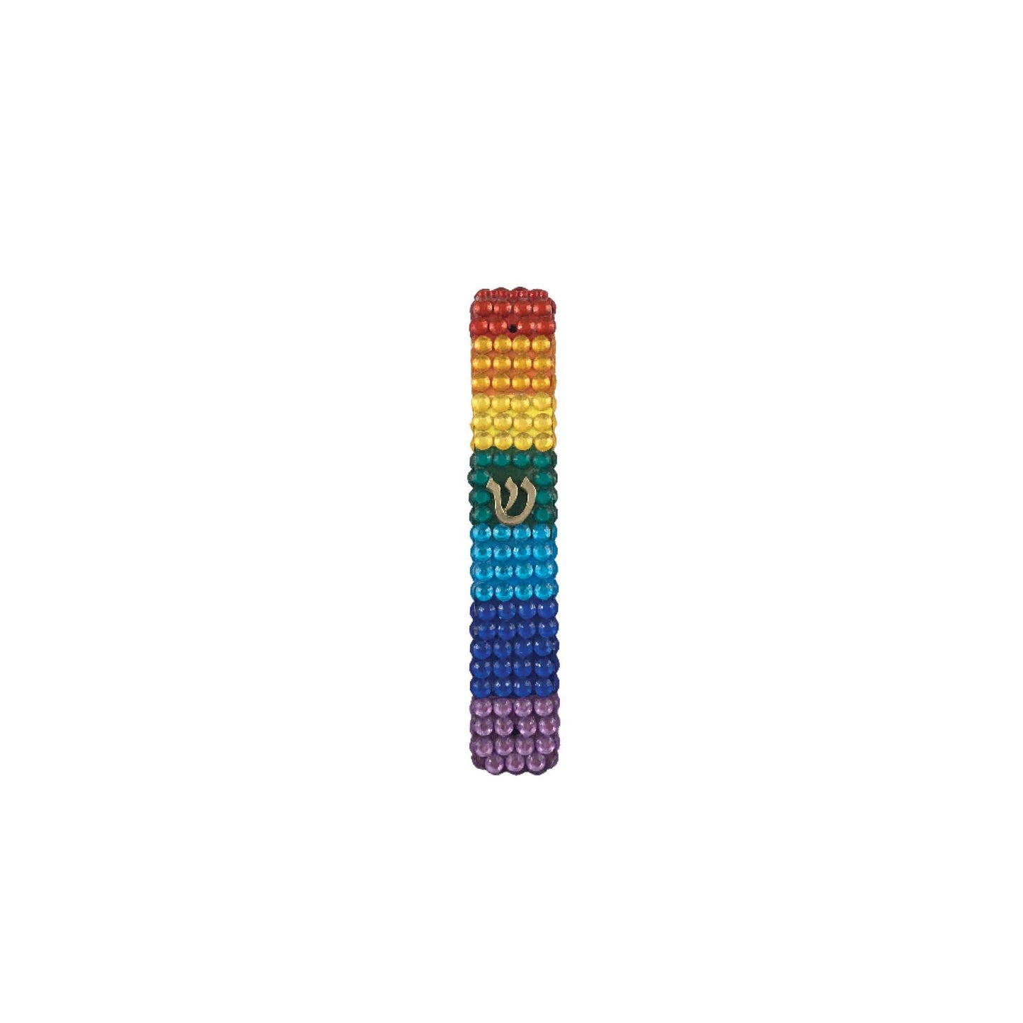 Rainbow Rhinestone Mezuzah Case, LGBTQ Pride Judaica Gift