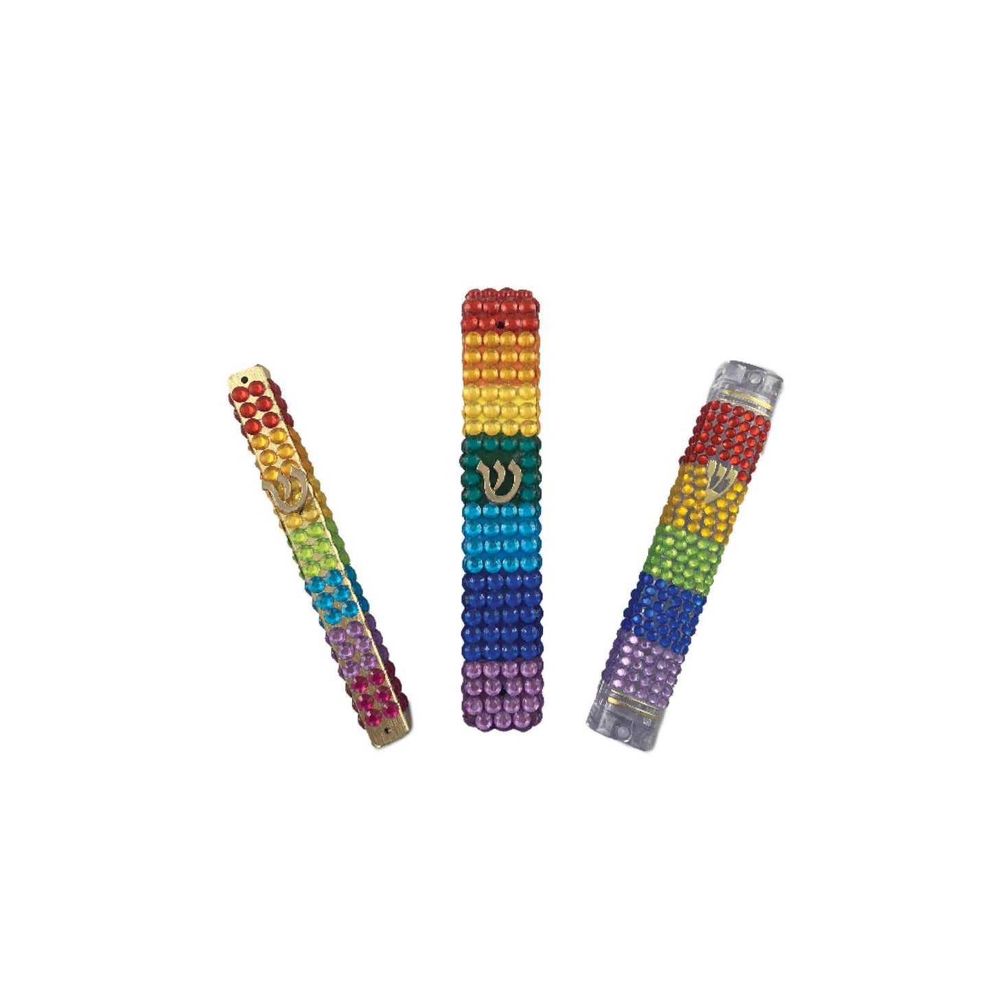 Rainbow Rhinestone Mezuzah Case, LGBTQ Pride Judaica Gift