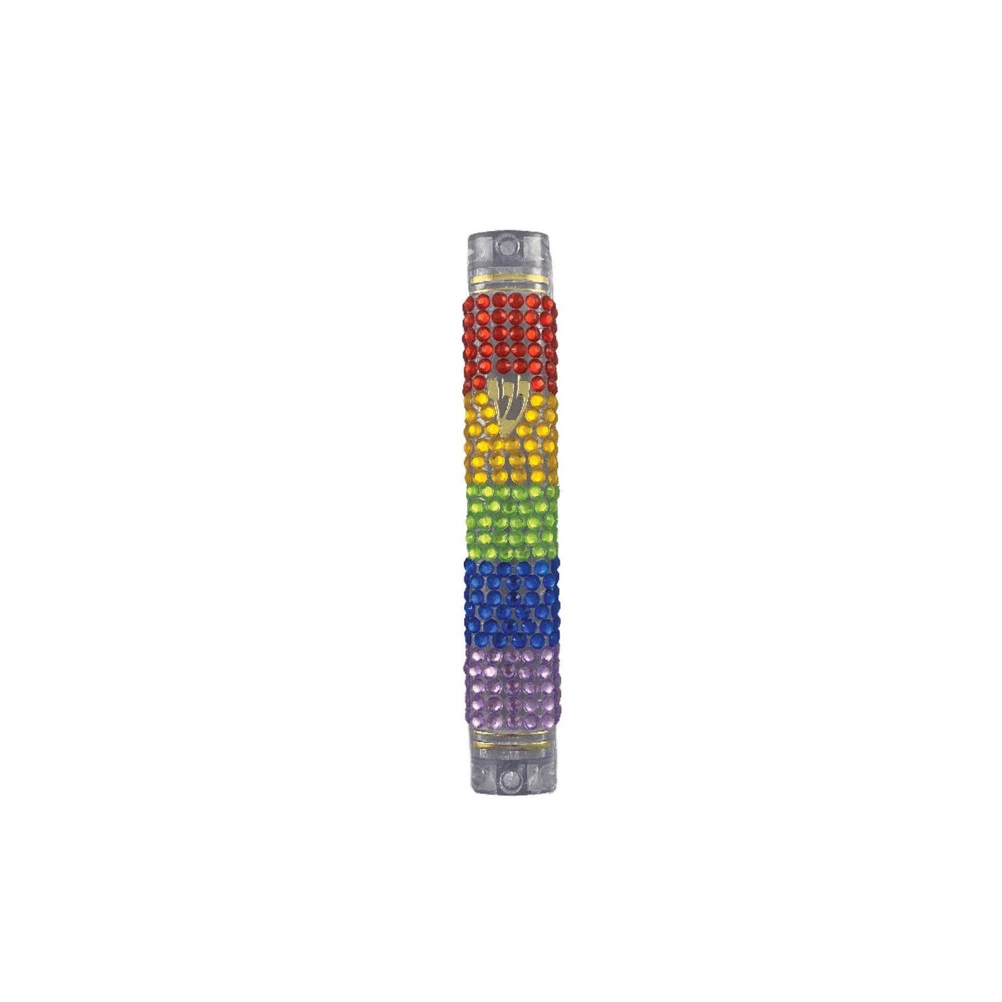 Rainbow Rhinestone Mezuzah Case, LGBTQ Pride Judaica Gift