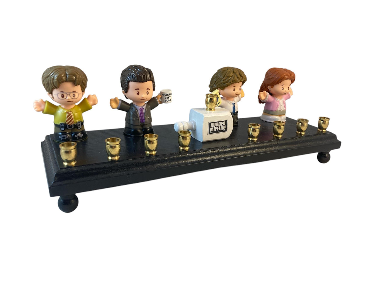 The Office Dunder Mifflin Menorah - Upcycled Toy Figure Hanukkah Decor