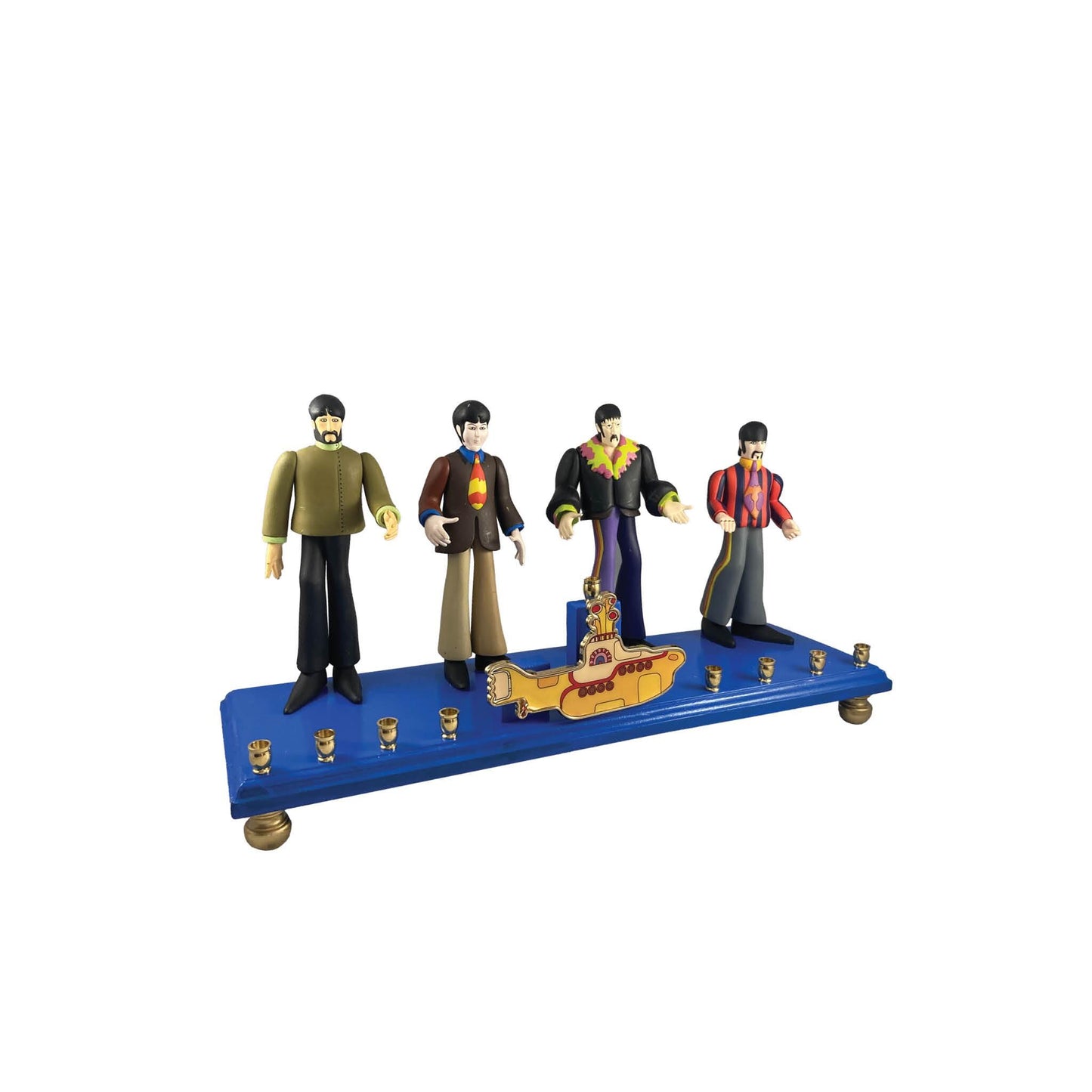 Collector Beatles Yellow Submarine Menorah Judaica Hanukkah Repurposed Figures John Lennon Ringo Paul McCarthy George Magnet Bottle Opener