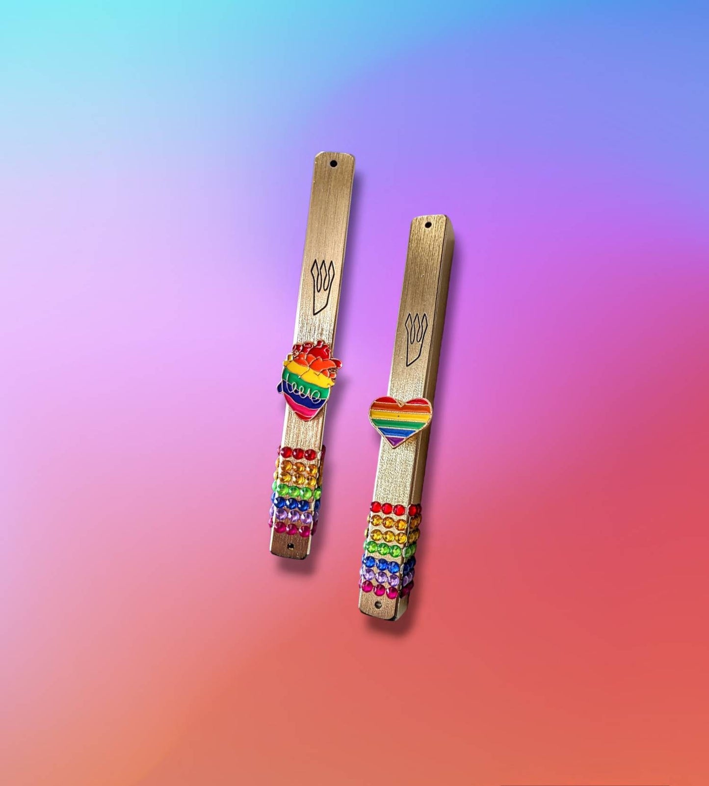 Pride Rainbow Anatomical Heart Mezuzah LGBTQ+ Mezuzah Case non-binary