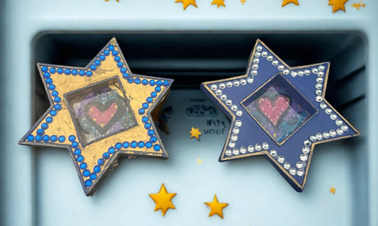 Hand-painted Jewish Star Magnets Star of David Hearts Love
