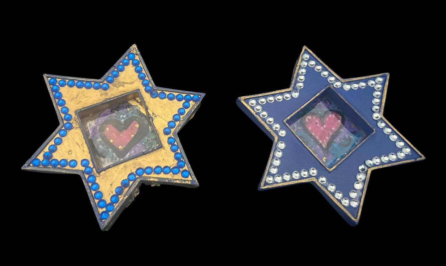 Hand-painted Jewish Star Magnets Star of David Hearts Love