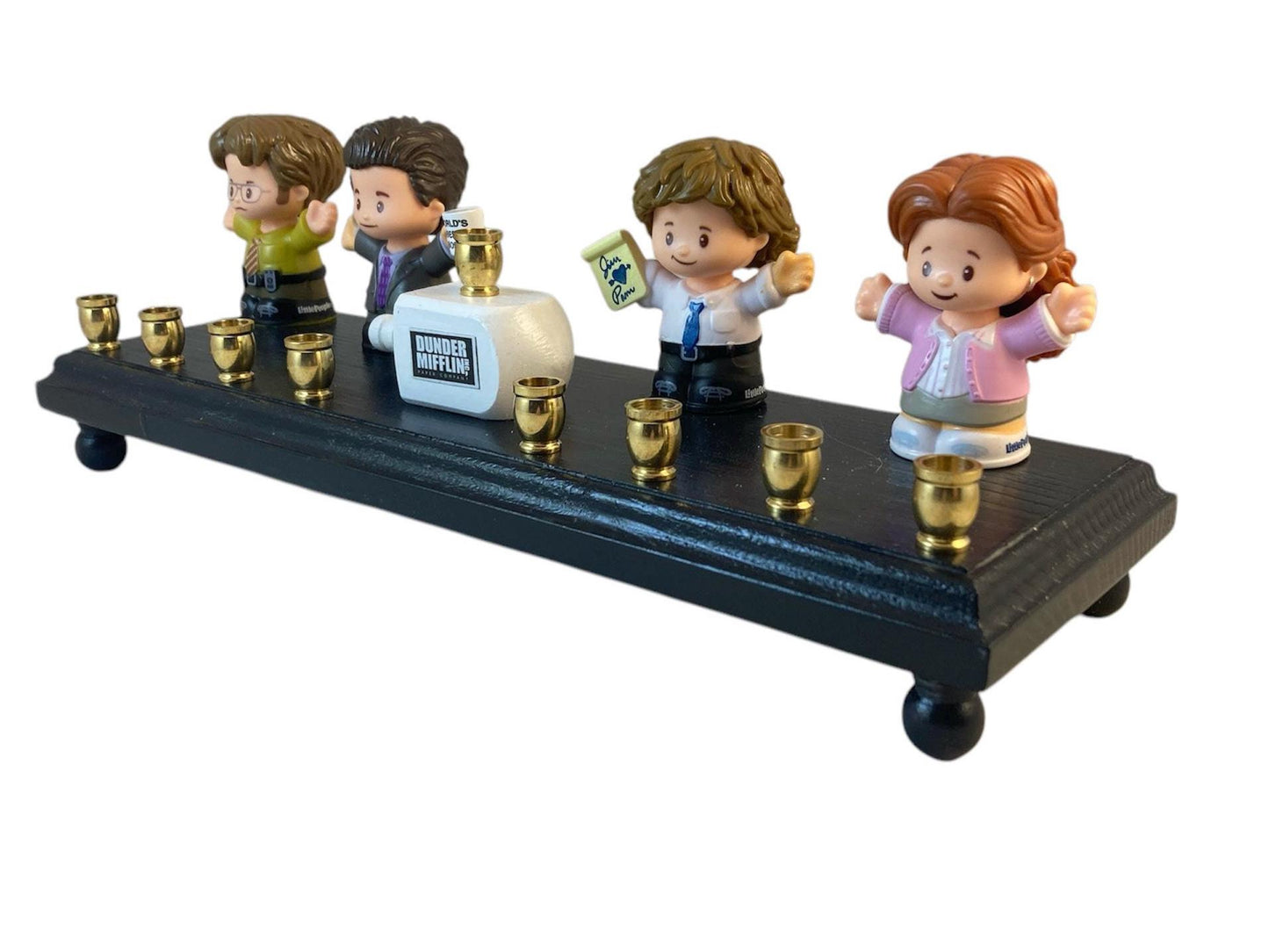 The Office Dunder Mifflin Menorah - Upcycled Toy Figure Hanukkah Decor