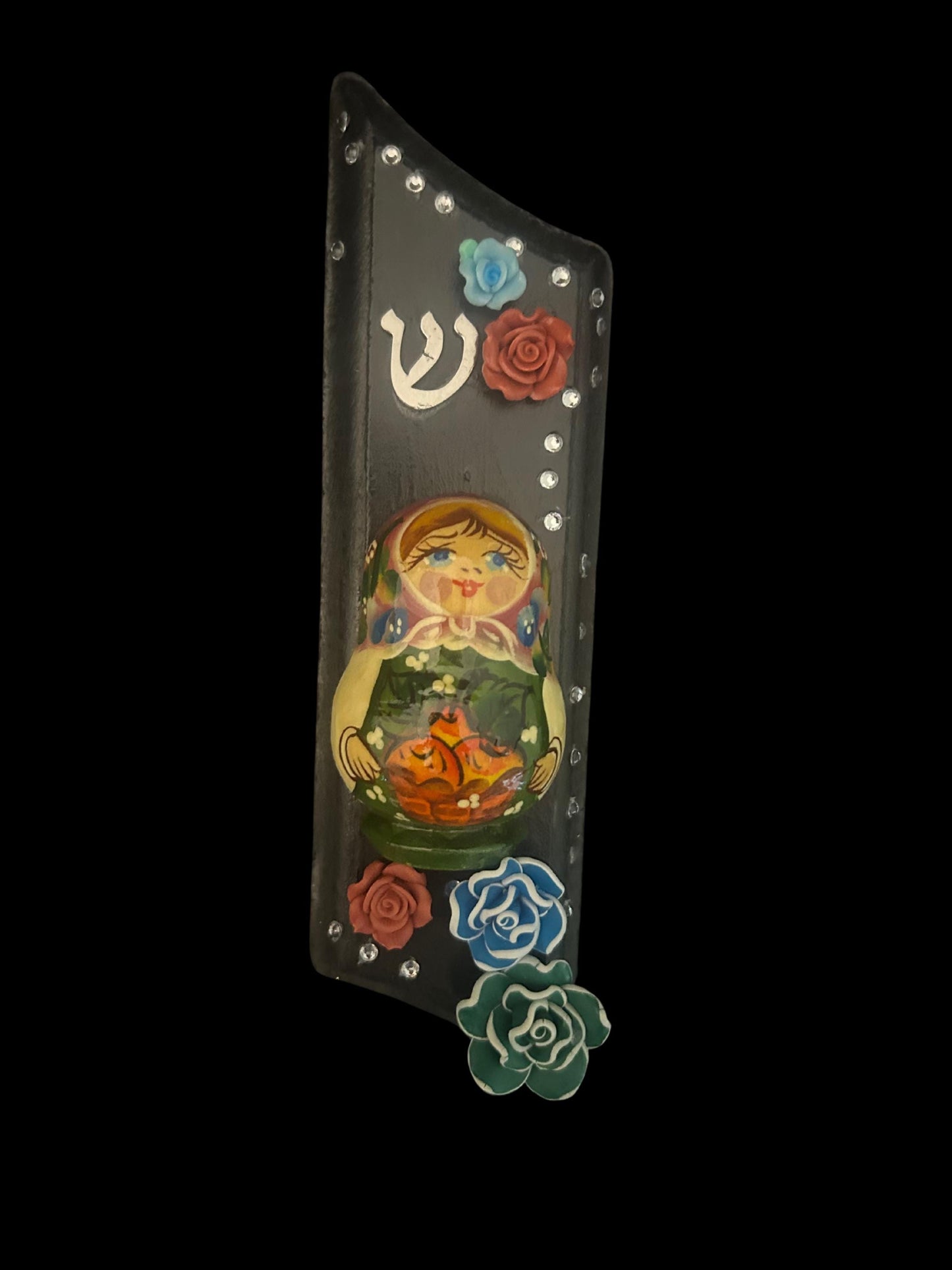 Matryoshka Mezuzah Case Russian Nesting Doll Judaica Flowers