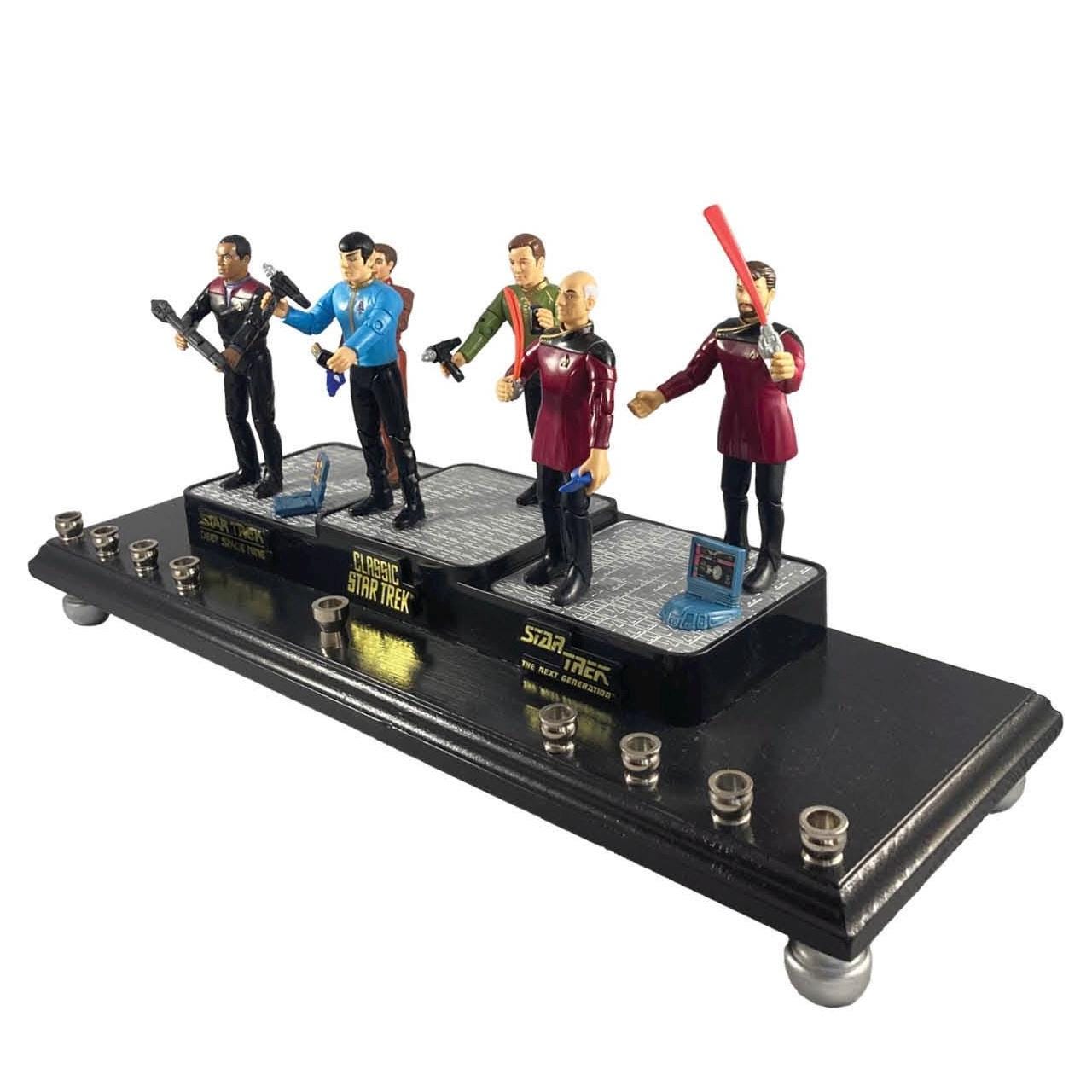 Star Trek Collector Menorah Judaica Hanukkah Repurposed Figures Spock Captain Kirk Vintage