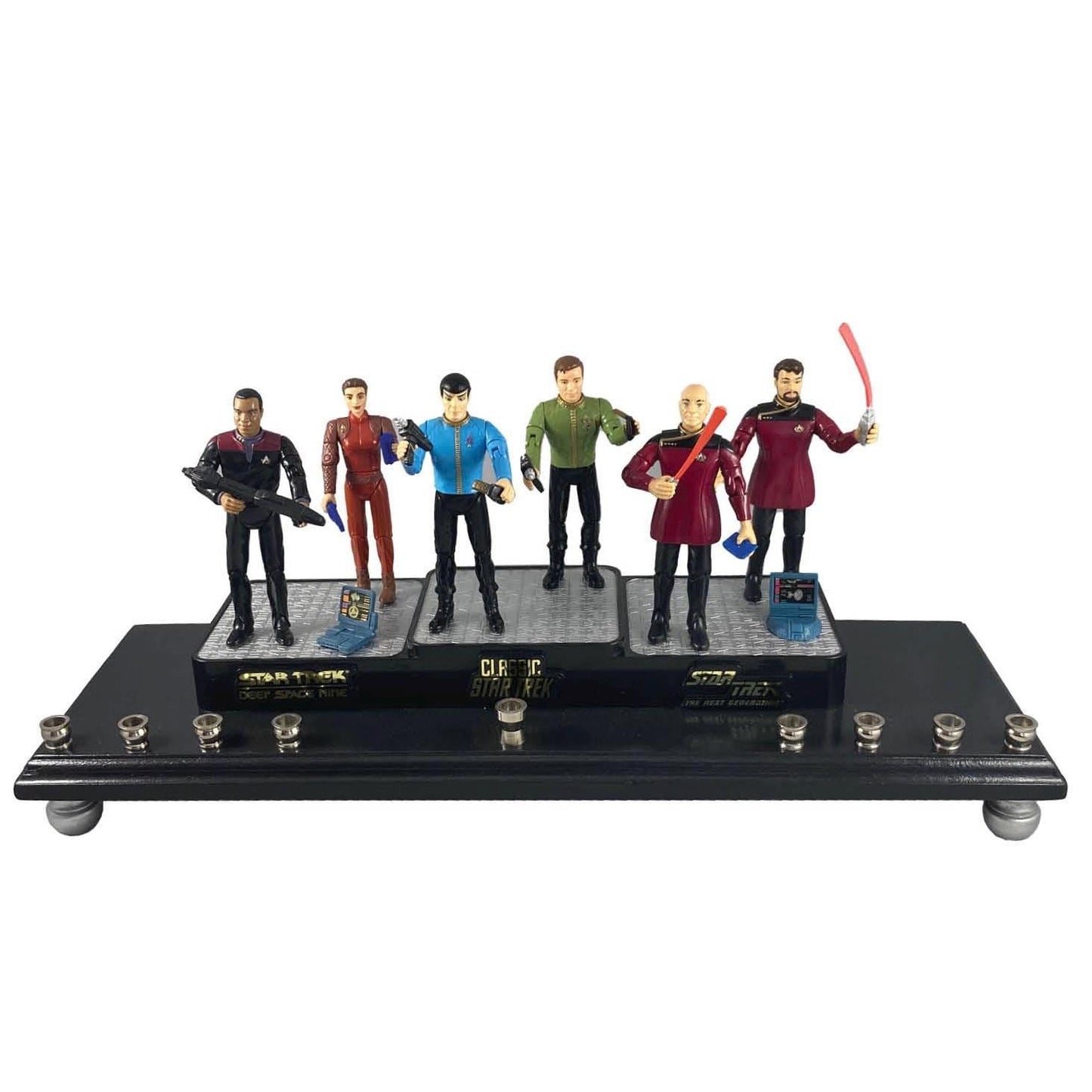 Star Trek Collector Menorah Judaica Hanukkah Repurposed Figures Spock Captain Kirk Vintage