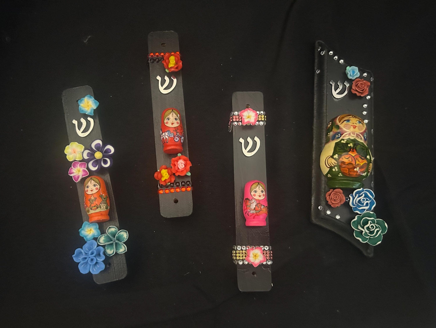 Matryoshka Mezuzah Case Russian Nesting Doll Judaica Flowers