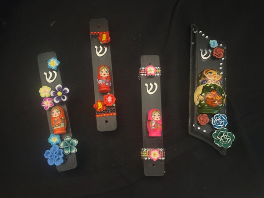Matryoshka Mezuzah Case Russian Nesting Doll Judaica Flowers