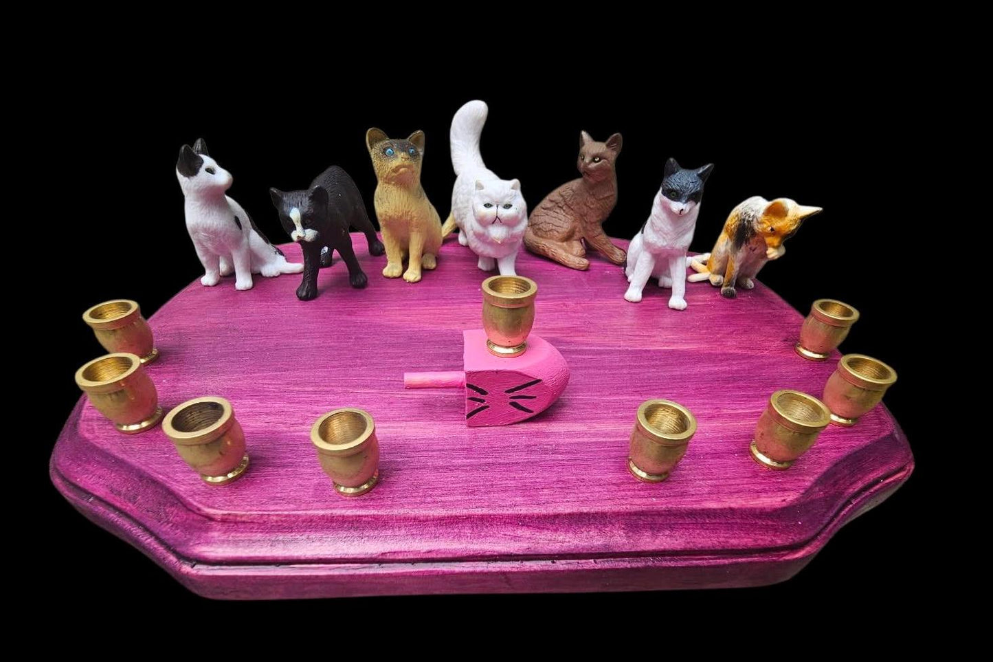 Cat Menorah, Kitty Hanukkah Menorah, Hanukitty, Chanukat, Meowzel Tov