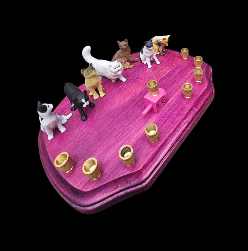 Cat Menorah, Kitty Hanukkah Menorah, Hanukitty, Chanukat, Meowzel Tov
