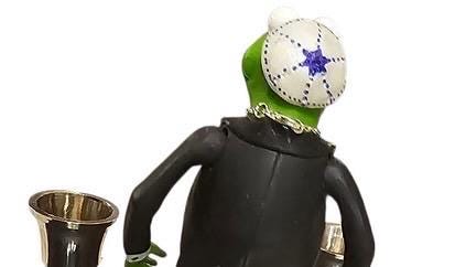 Collectors Kermit Shabbat Superstar Living in a Kosher Paradise Vintage Repurposed Figures Shabbat Candle Holder  judaica