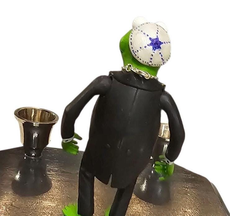 Collectors Kermit Shabbat Superstar Living in a Kosher Paradise Vintage Repurposed Figures Shabbat Candle Holder  judaica