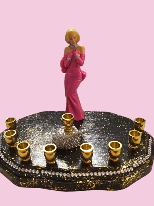 Marilyn Monroe Hanukkah Menorah, Rhinestone Dreidel, Novelty Judaica