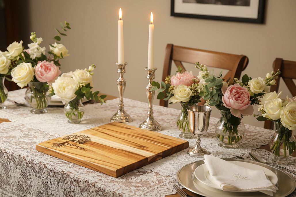 Feminine Tree of Life Teak Challah Board