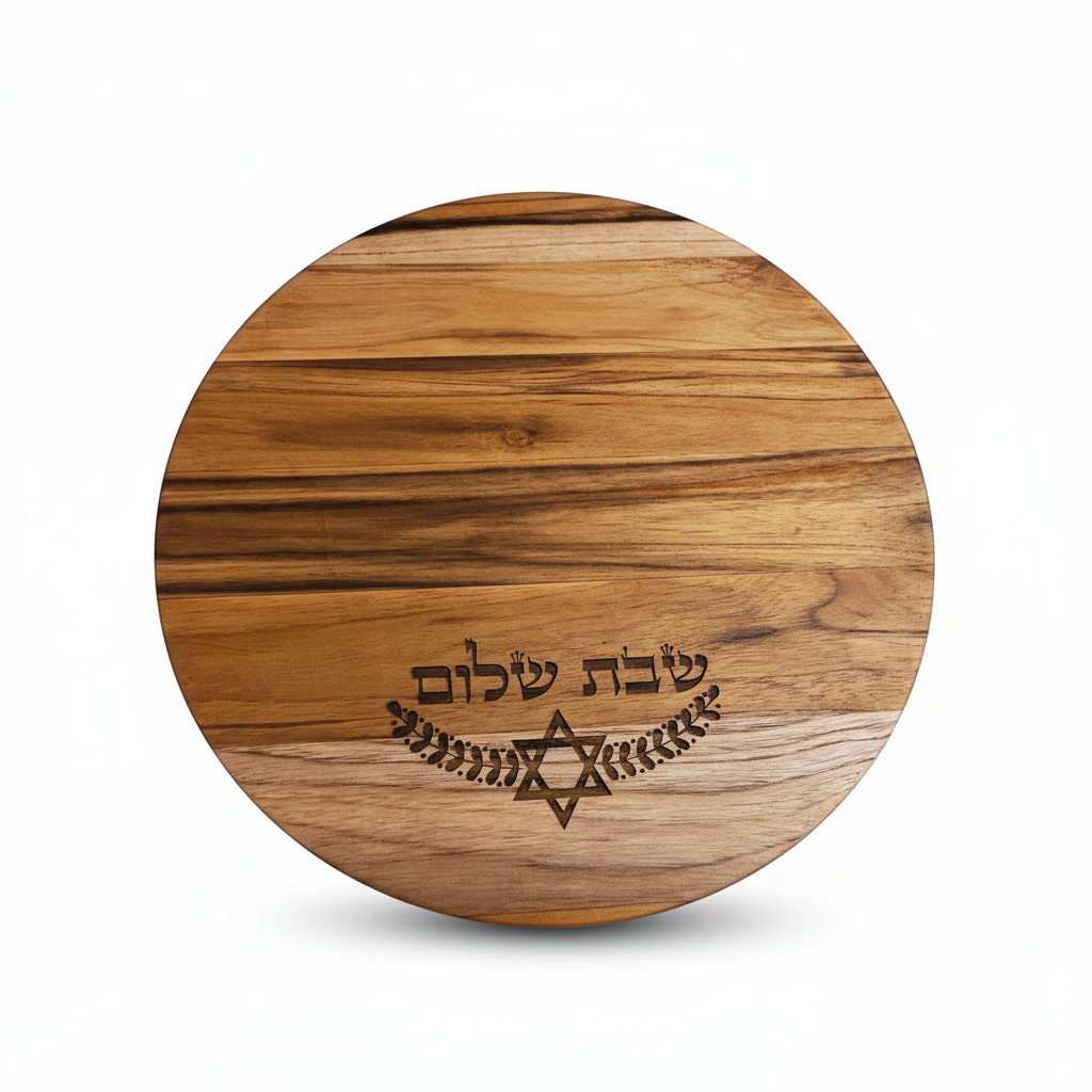 Teak Shabbat Shalom Challah Board