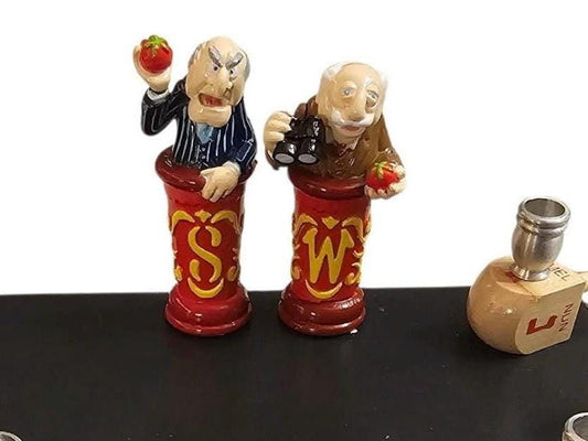 Collectors Muppets Statler & Waldorf Old Men Vintage Repurposed Figures Menorah Hanukah Chanukah judaica