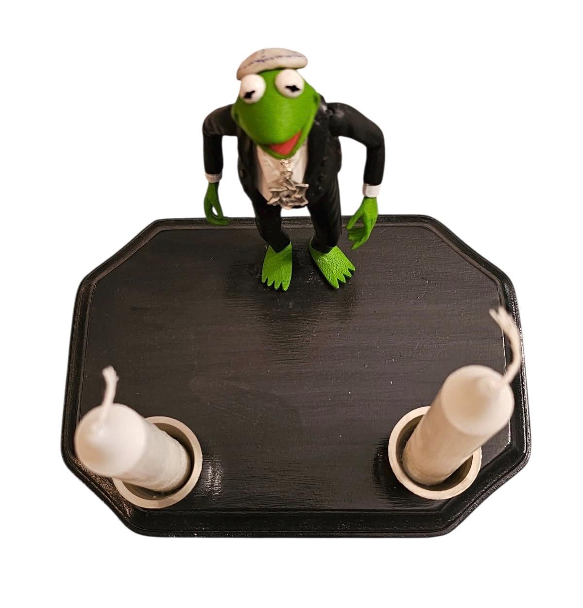 Collectors Kermit Shabbat Superstar Living in a Kosher Paradise Vintage Repurposed Figures Shabbat Candle Holder  judaica