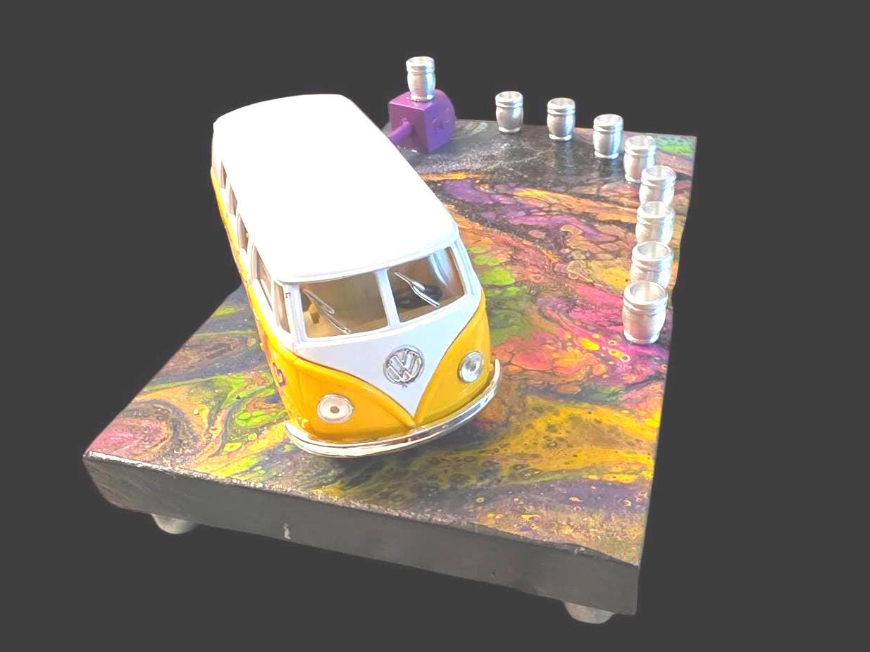 VW and school bus Psychedelic Hippie Menorah