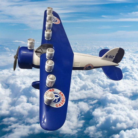 Vintage Airplane Menorah, Repurposed Metal Bank, Hanukkah Gift