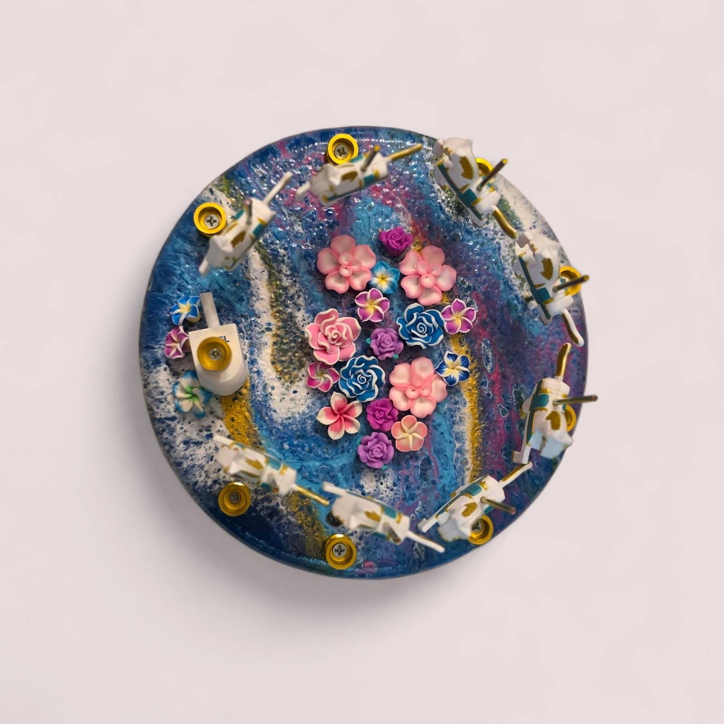 Carousel Horse Menorah Hanukkiah Judaica Jewish Hanukkah hand painted base with flowers