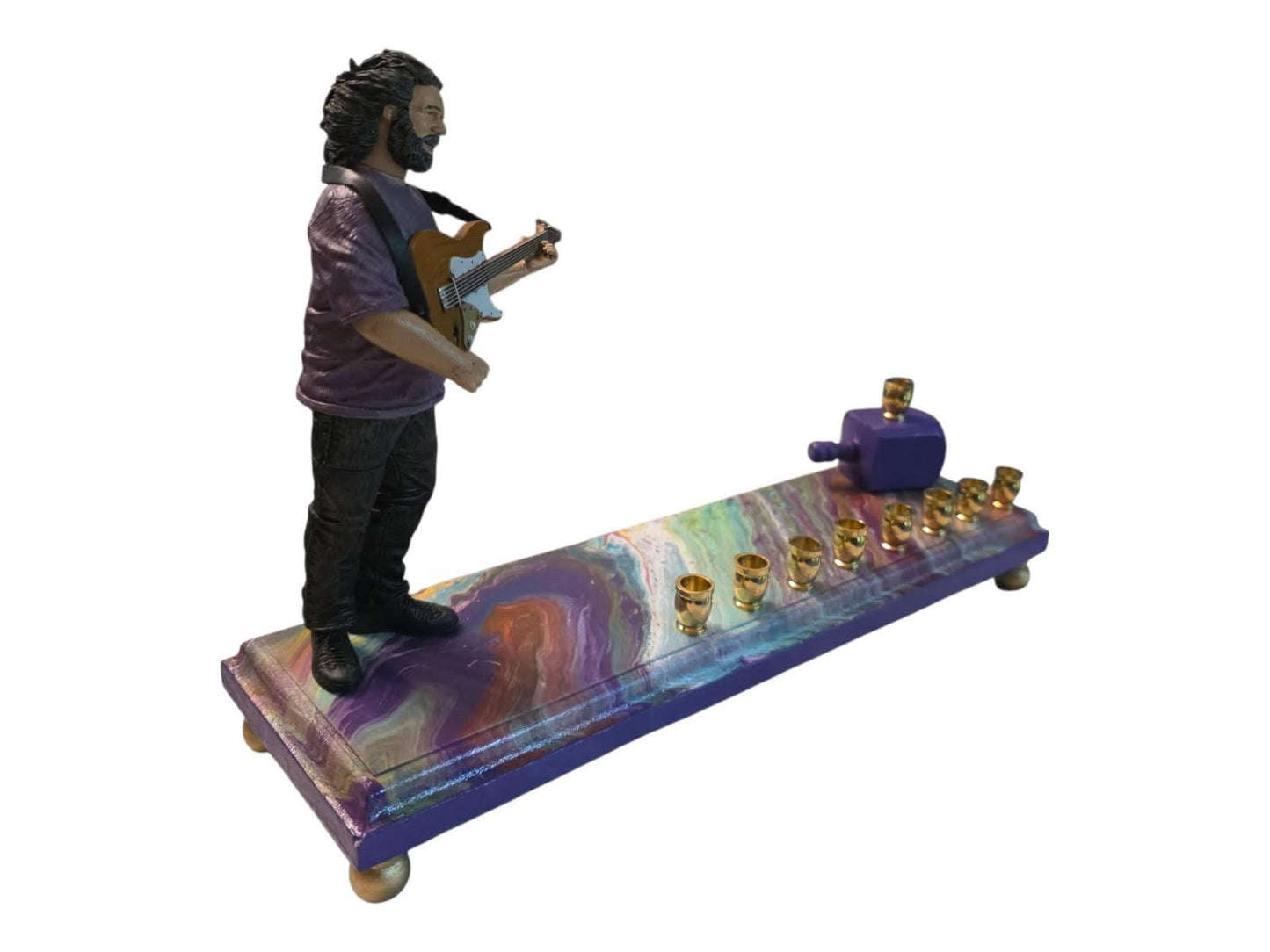 Grateful Dead vintage Jerry Garcia psychedelic Collectible Menorah Judaica Hanukkiah Repurposed Figure