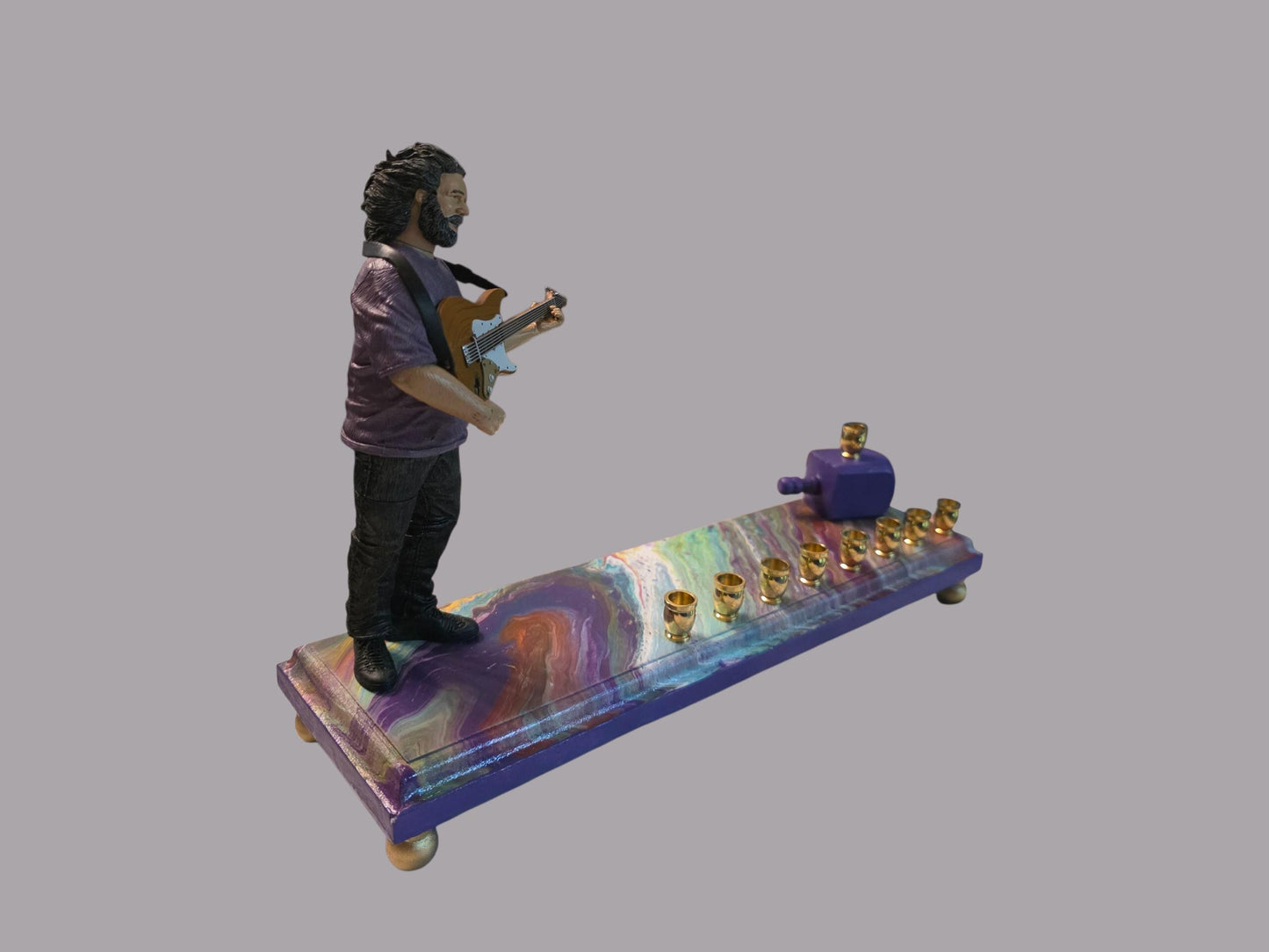 Grateful Dead vintage Jerry Garcia psychedelic Collectible Menorah Judaica Hanukkiah Repurposed Figure