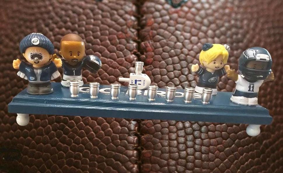 Go Birds! Eagles Sports Collectible Menorah Philadelphia Judaica Hanukkiah E-A-G-L-E-S