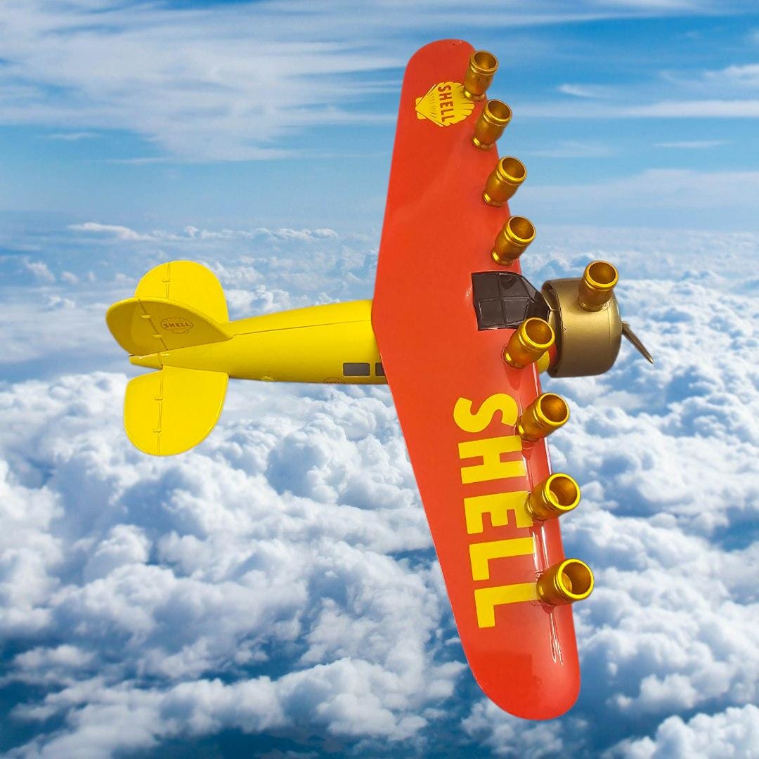 Vintage Airplane Menorah, Repurposed Metal Bank, Hanukkah Gift