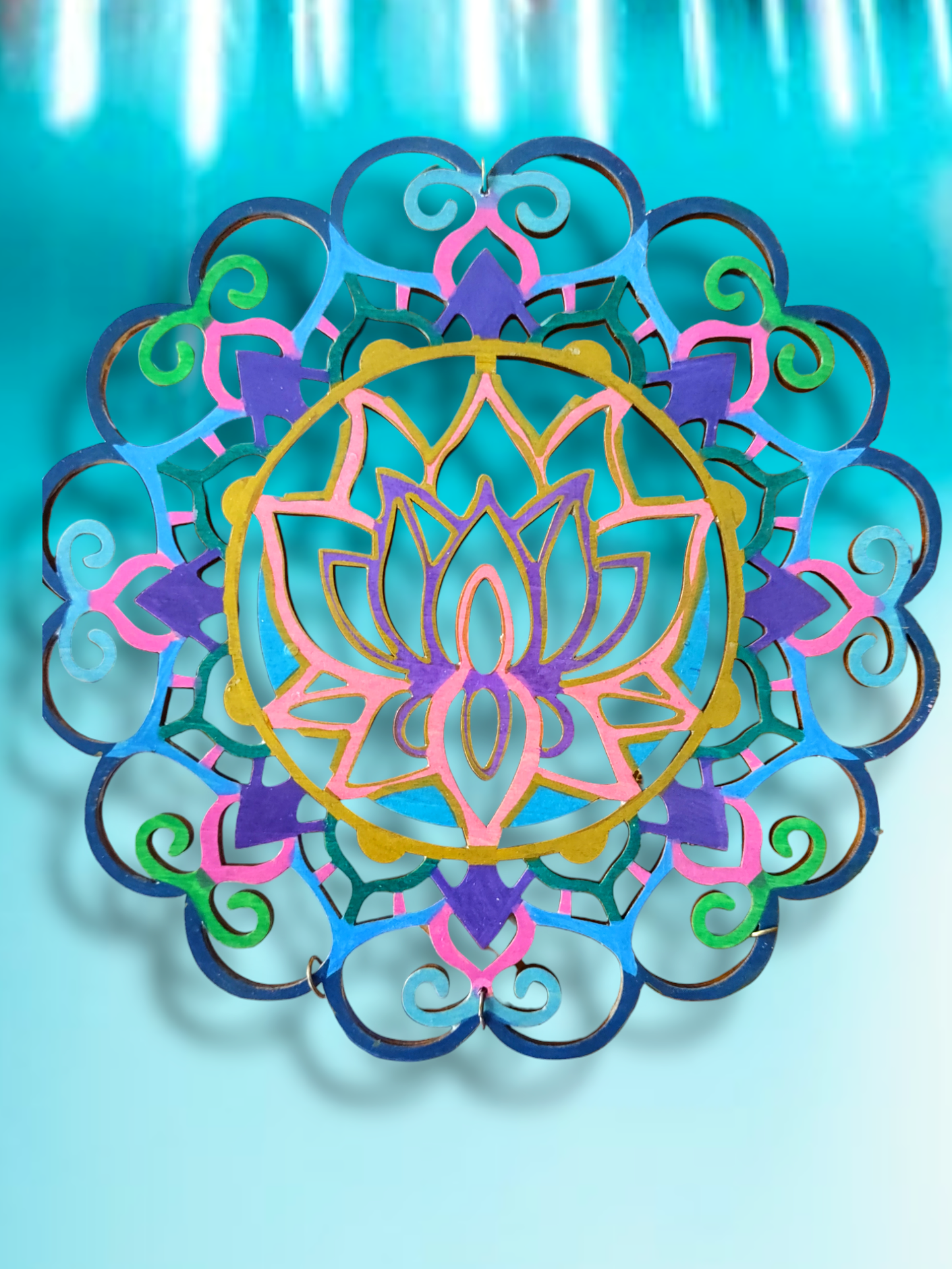 Hand Painted Lotus Flower Mandala with Crystals