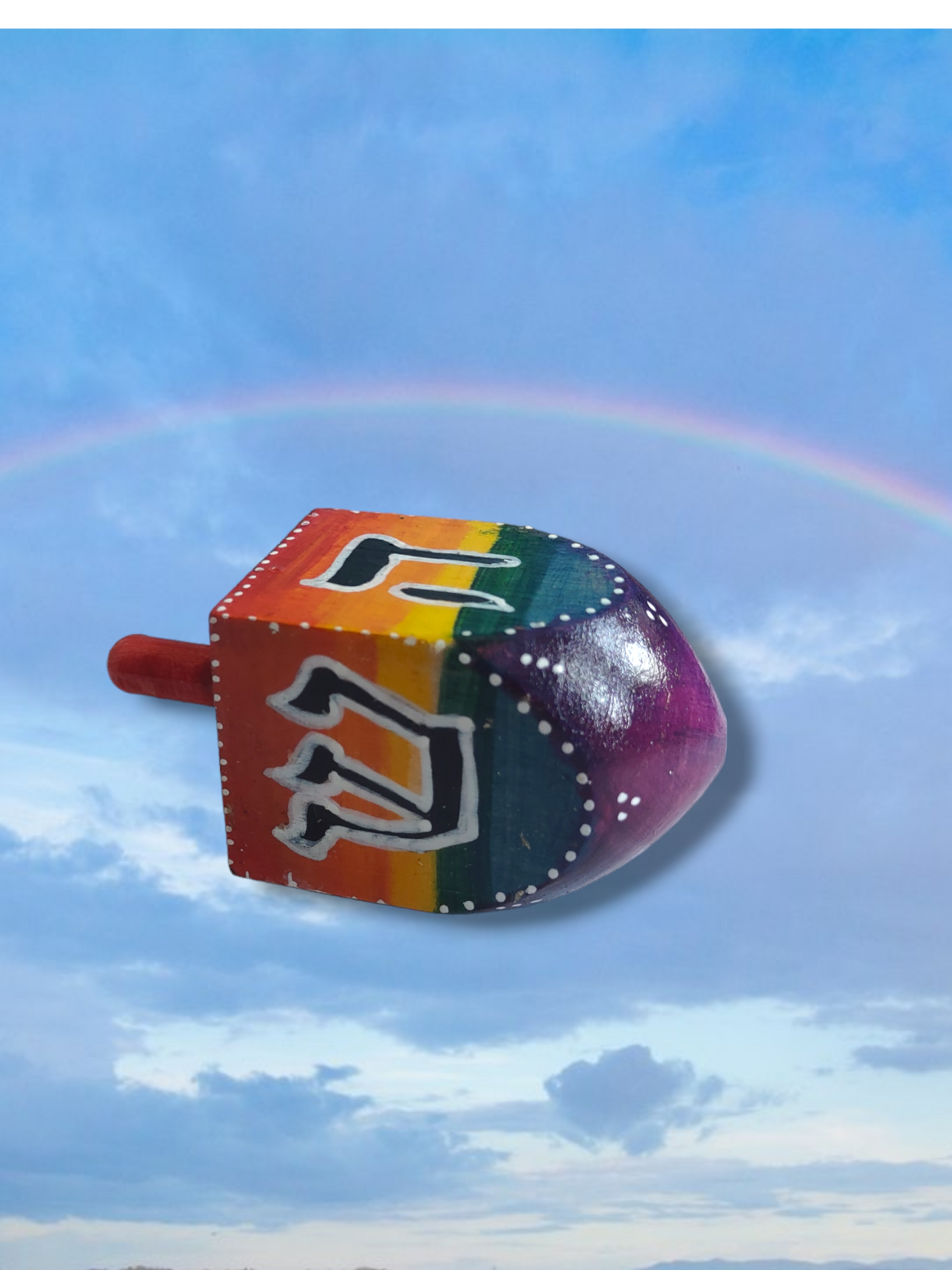 Stained Wood Rainbow Dreidel