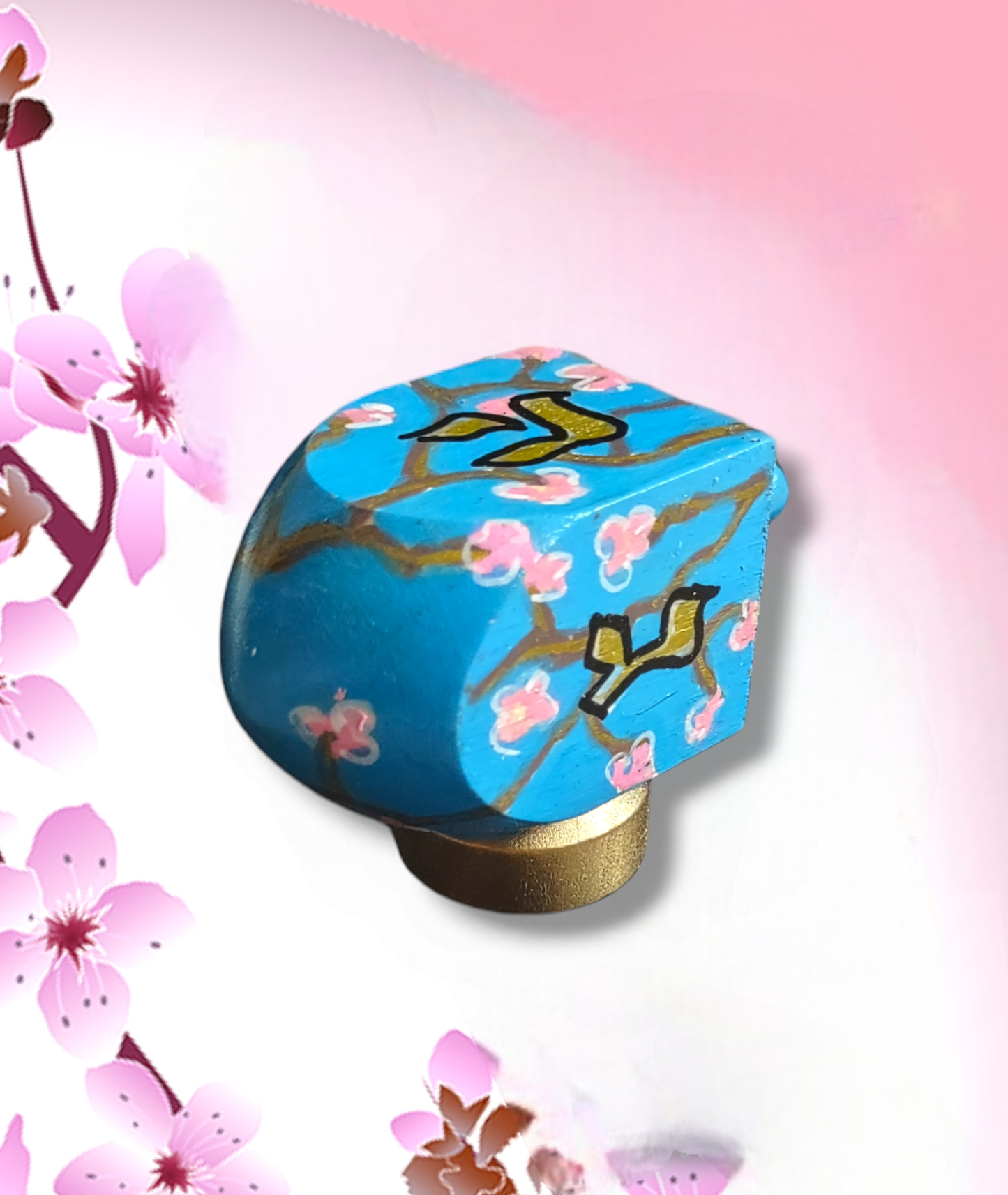 Hand-painted Cherry Blossom dreidel.