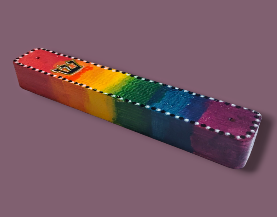 Stained Wood Rainbow Mezuzah