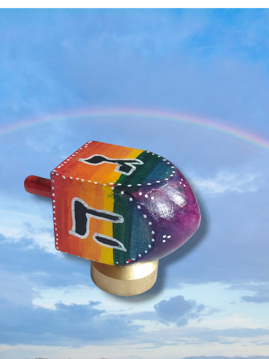 Stained Wood Rainbow Dreidel