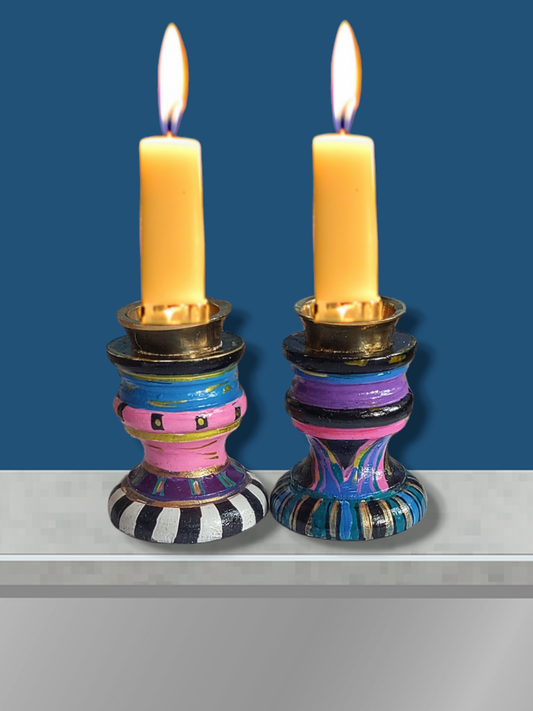 Funky Shabbat Candle Holders