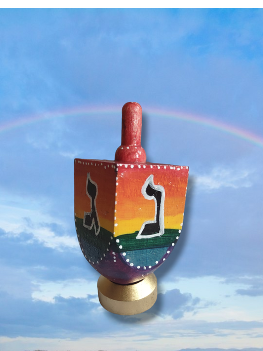 Stained Wood Rainbow Dreidel