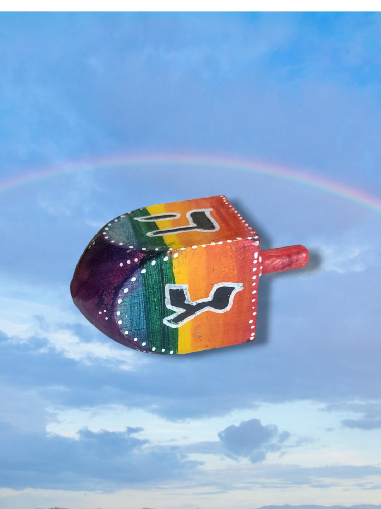 Stained Wood Rainbow Dreidel