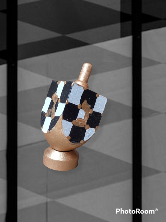 Hand Painted Checkerboard Dreidel