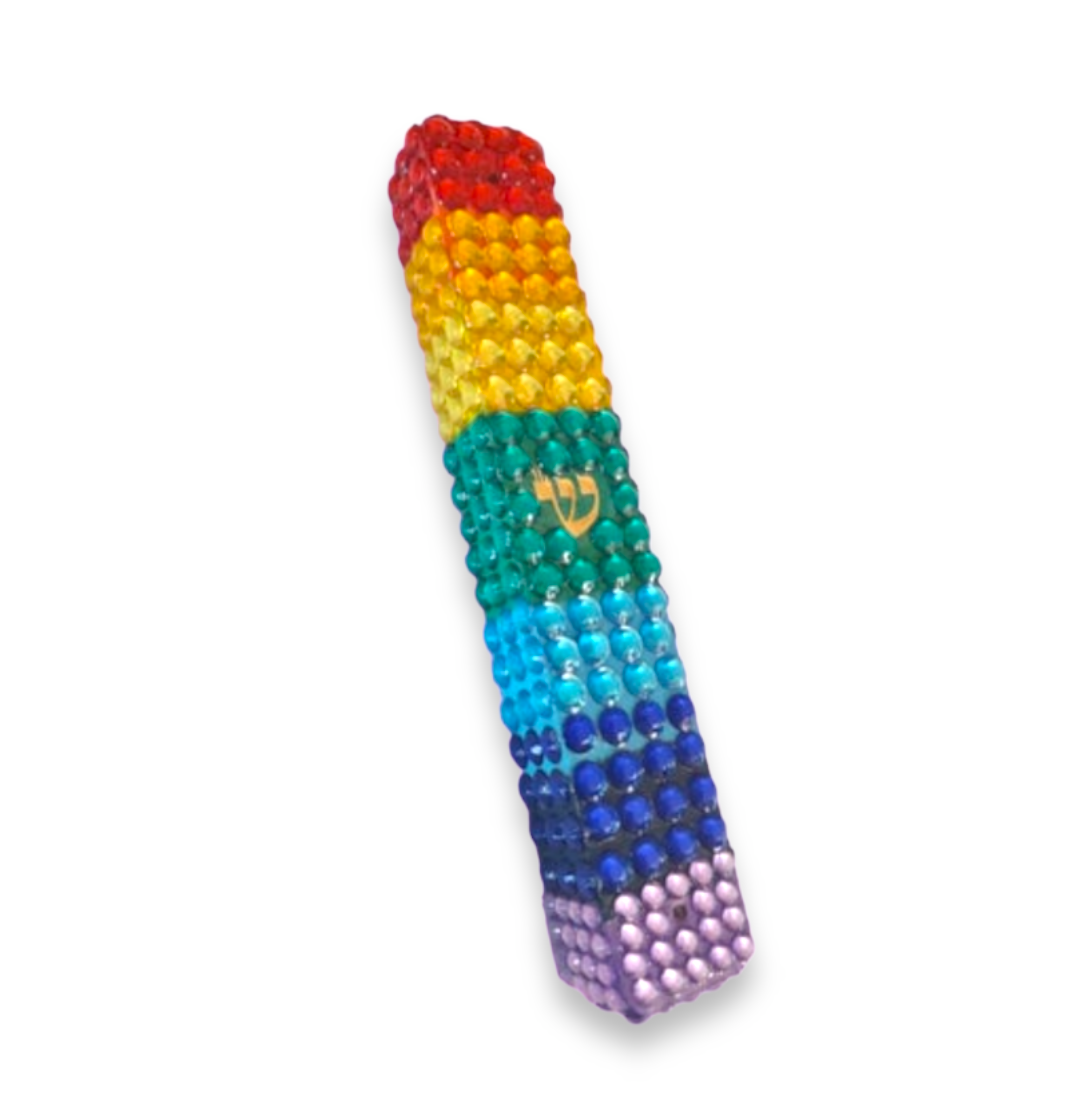 Rainbow Rhinestone Mezuzah