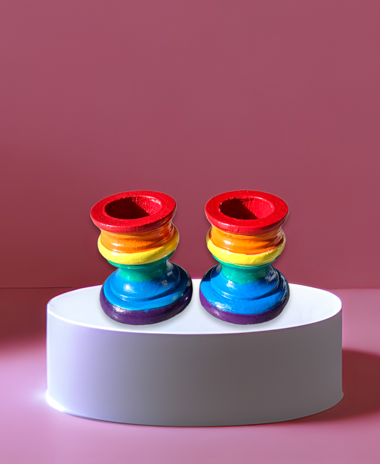 Rainbow Shabbat Candle Holders