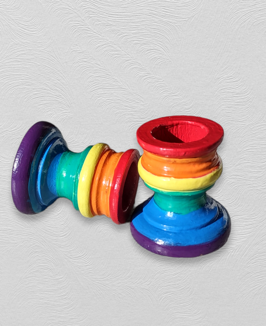 Rainbow Shabbat Candle Holders